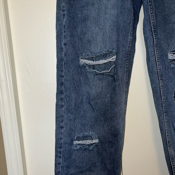 Pretty Little Things Acid Blue Baggy Low Rise Ripped Boyfriend Jeans - Picture 2 of 14